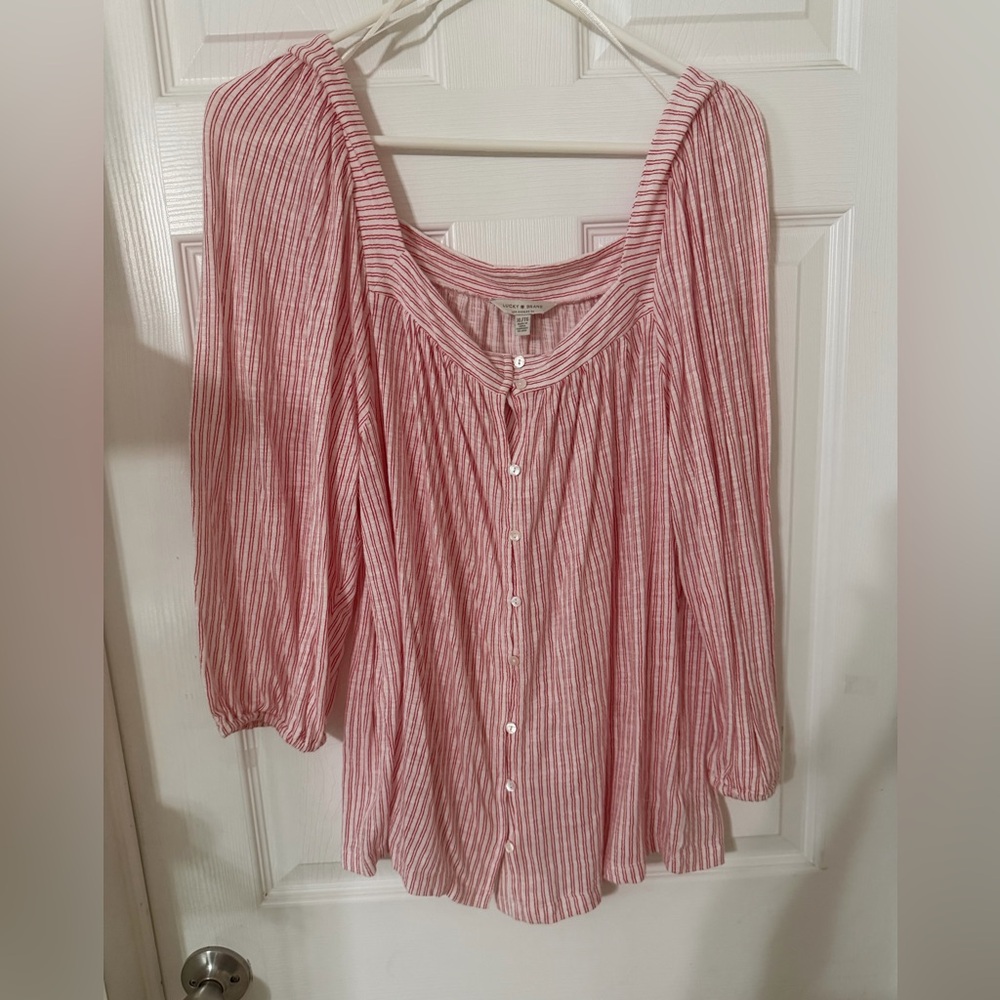 Lucky Brand Red Striped Blouse